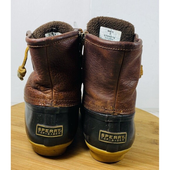 Sperry Top Sider Saltwater Youth Sz 7 Brown Leather Waterproof Duck Boots - Picture 5 of 7